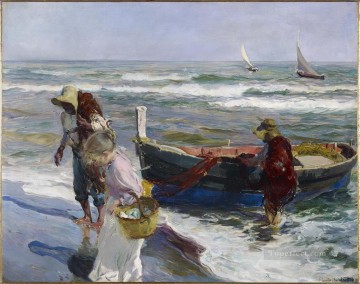 釣りから戻る ホアキン・ソローリャ・バスティダ Oil Paintings